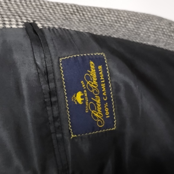 Brooks Brothers Houndstooth Camel Hair Sport Coat Blazer 44L - Picture 8 of 11